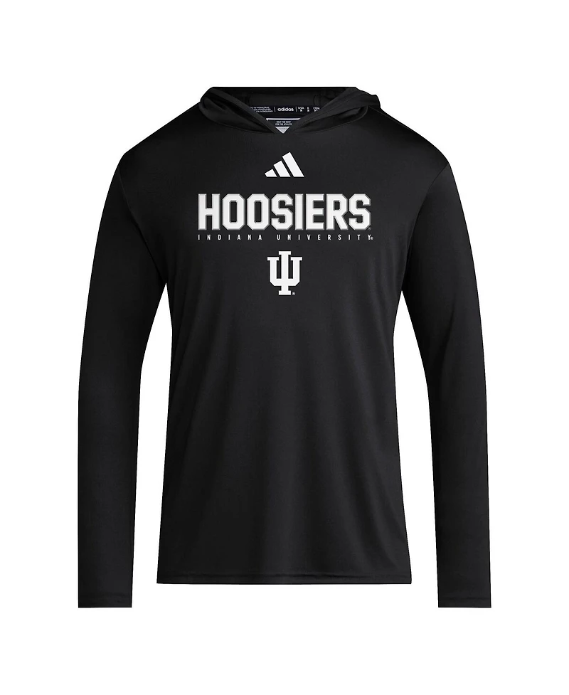 Adidas Men's Black Indiana Hoosiers 2025 Aeroready Sideline Training Long Sleeve Hooded T-Shirt