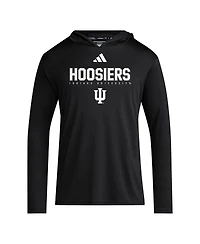 Adidas Men's Black Indiana Hoosiers 2025 Aeroready Sideline Training Long Sleeve Hooded T-Shirt