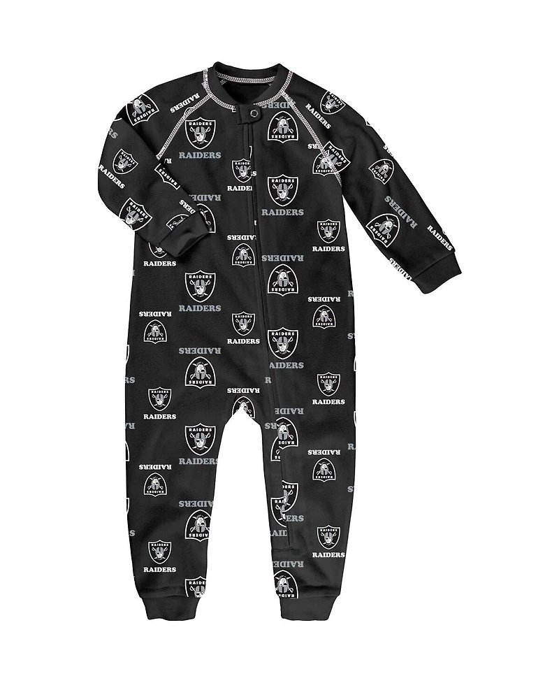 Outerstuff Toddler Black Las Vegas Raiders Allover Print Raglan Full-Zip Jumper