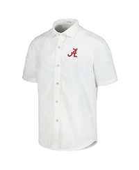 Tommy Bahama Men's White Alabama Crimson Tide Coconut Point Palm Vista IslandZone Camp Button-Up Shirt