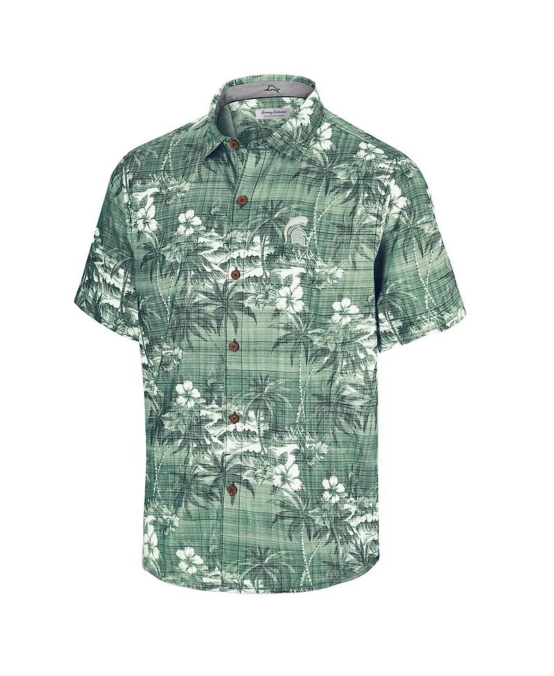 Tommy Bahama Men's Green Michigan State Spartans Coconut Point Palmetta IslandZone Camp Button-Up Shirt