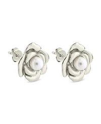 Sterling Forever Rosa Cultivated Pearl Flower Stud Earrings