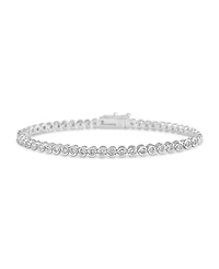 Sterling Forever Bezel Cubic Zirconia Tennis Bracelet