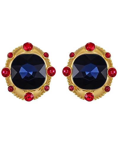 Guess Sapphire and Ruby Stones Gold-Tone Regal Clip-On Earrings