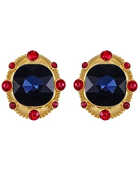 Guess Sapphire and Ruby Stones Gold-Tone Regal Clip-On Earrings