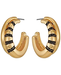 Guess Glass Stone Gold-Tone Huggie Hoop Earrings