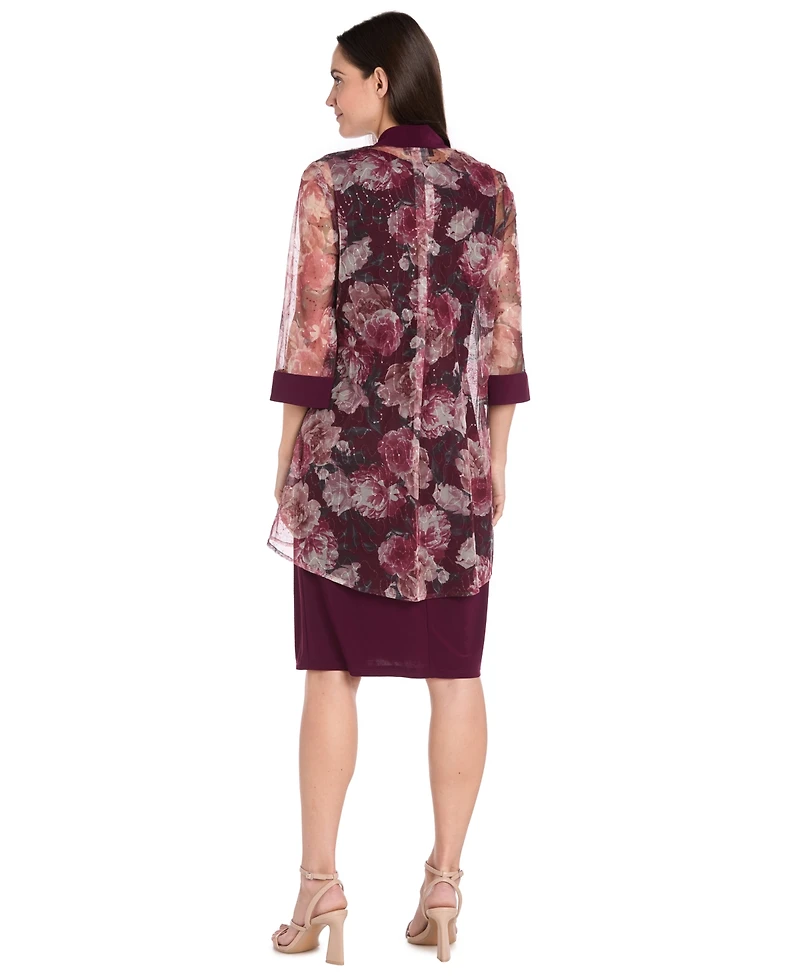 R & M Richards Petite Printed Scoop Neck Jacket Dress