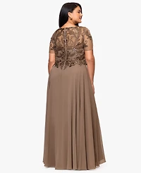 Xscape Plus Bead Detail A-line Maxi Dress