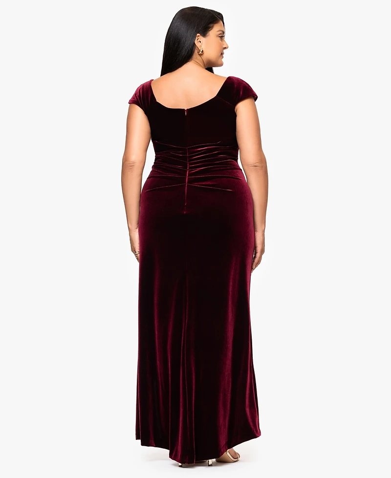 Xscape Plus Cap Sleeves Maxi Dress