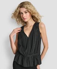 Dkny Women's Studded Peplum Pull On Top
