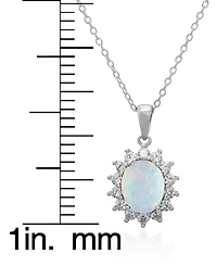 Macy's 2-Piece Set Lab Grown White Opal (1.50 ct. t.w.) and Sapphire (3-1/5 Lady Di Pendant Necklace with Matching Earrings Sterlin
