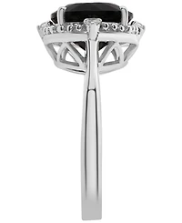 Macy's Onyx (3-1/2ct. t.w.) and Lab Grown White Sapphire (1/10 ct. t.w.) Ring in Sterling Silver