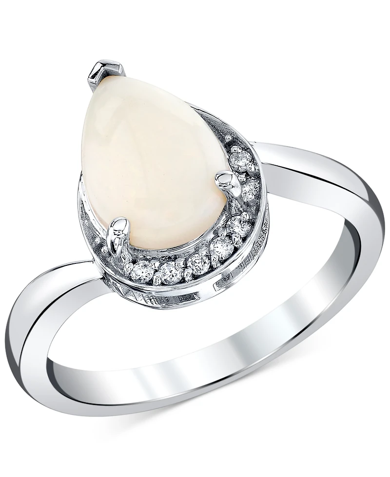 Macy's Pear Shape Opal Ring (1 ct. t.w.) in 10k White Gold