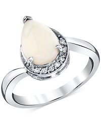 Macy's Pear Shape Opal Ring (1 ct. t.w.) in 10k White Gold