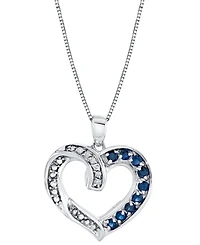 Macy's Sapphire Heart Pendant with Chain (3/4 ct. t.w.) in Sterling Silver