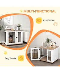 PawHut Dog Crate Furniture, Side or End Table w/ Door for Small Medium Dogs
