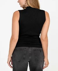 Guess Women's Mock Neck Sleeveless Seamless Sweater