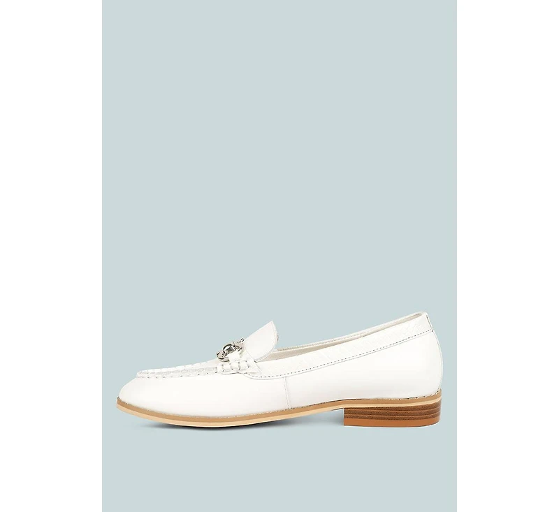 Holda Womens Horsebit Embellished Loafers With Stitch Detail