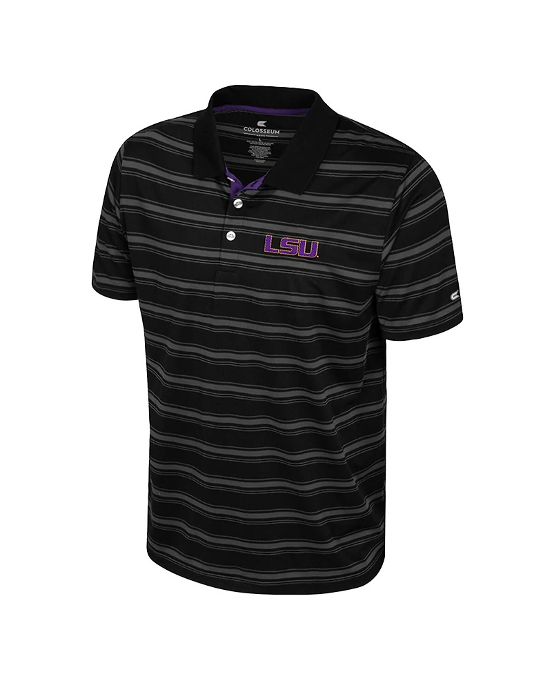 Colosseum Men's Black Lsu Tigers Milk Steak Polo Shirt