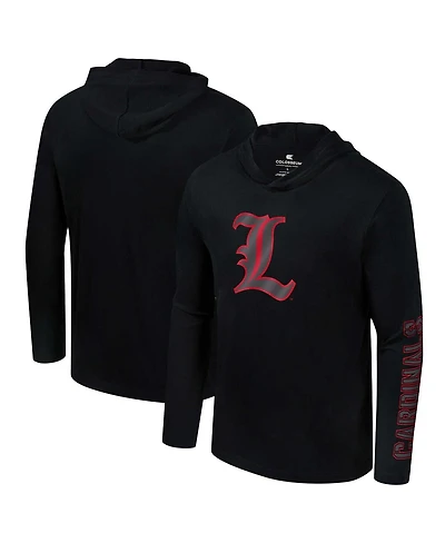 Colosseum Men's Black Louisville Cardinals Color Pop Active Blend 2-Hit Long Sleeve Hooded T-Shirt
