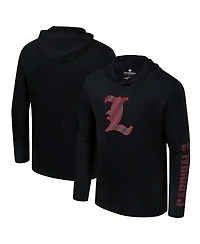 Colosseum Men's Black Louisville Cardinals Color Pop Active Blend 2-Hit Long Sleeve Hooded T-Shirt