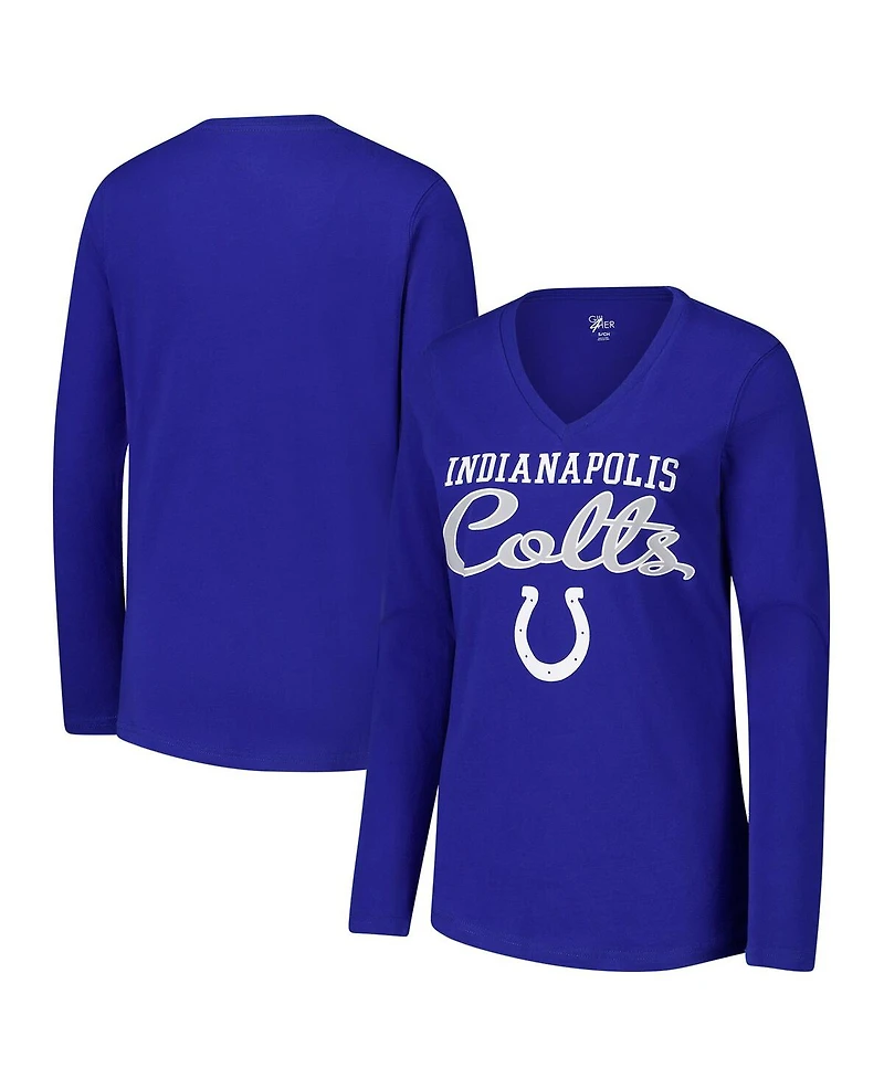 G-iii 4Her by Carl Banks Women's Royal Indianapolis Colts Post Season Long Sleeve V-Neck T-Shirt
