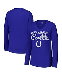 G-iii 4Her by Carl Banks Women's Royal Indianapolis Colts Post Season Long Sleeve V-Neck T-Shirt