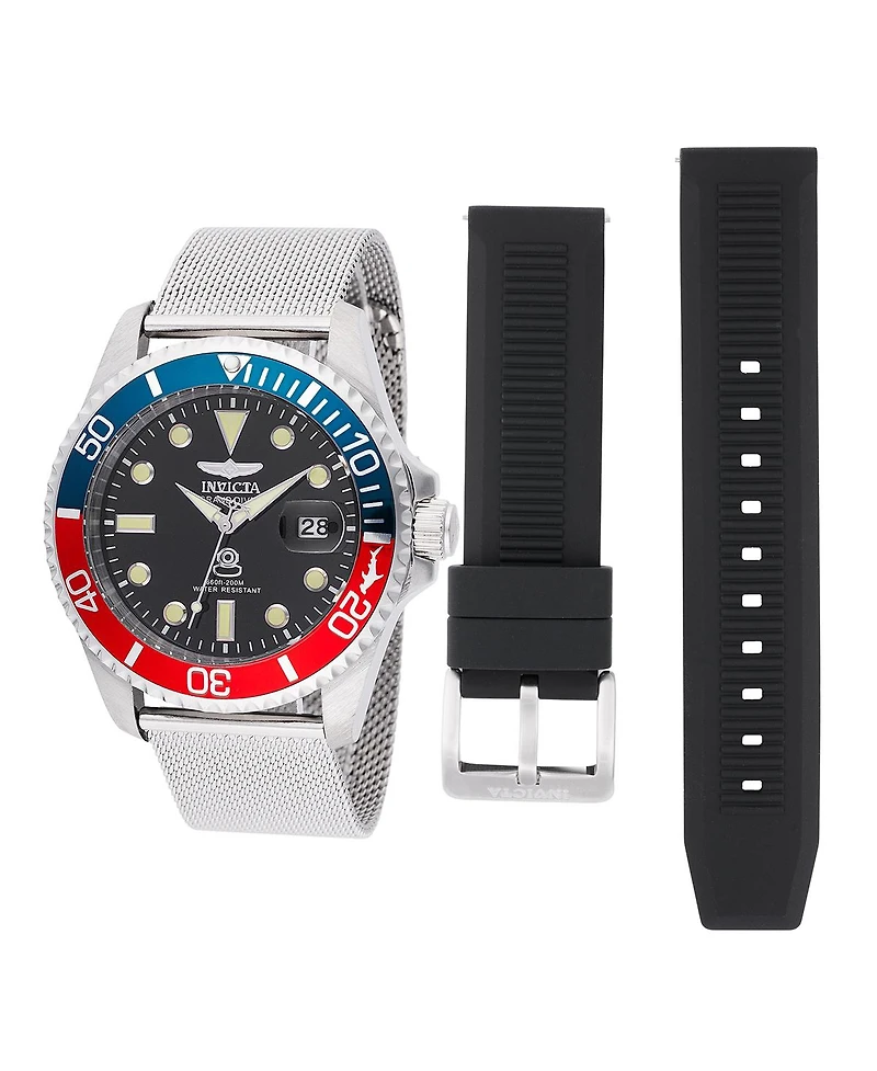 Invicta Men's 48215 Pro Diver Quartz 3 Hand Black Dial Watch