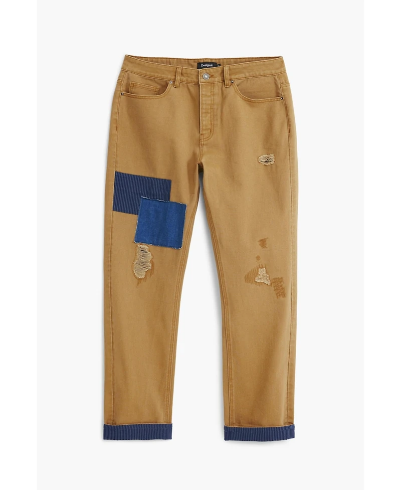 Desigual Men's Turn-up hem patch trousers