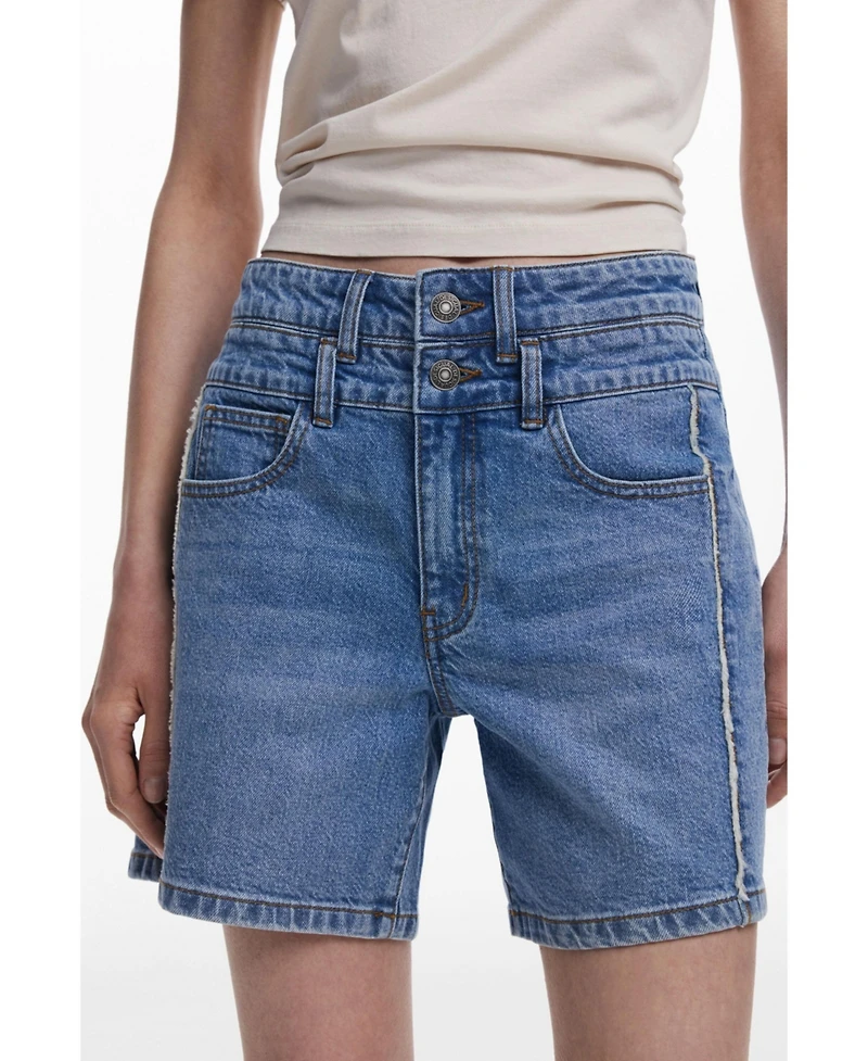 Desigual Women's Denim Bermuda shorts with stitching