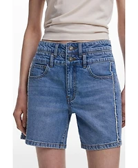 Desigual Women's Denim Bermuda shorts with stitching