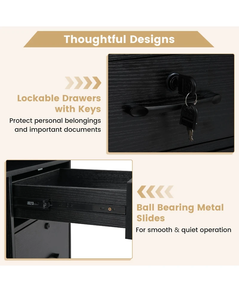 Costway File Cabinet with Lock 4 Drawers Fits Files A4/Letter Adjustable Shelf