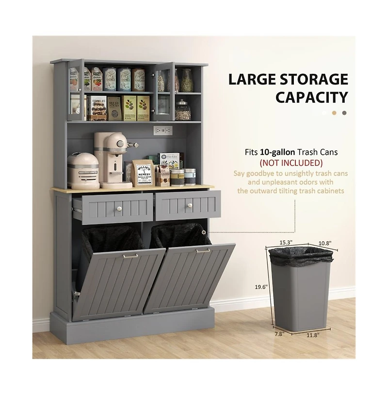 Slickblue Modern Kitchen Storage Cabinet with Doors and Shelves for Pantry and Dining Room Use