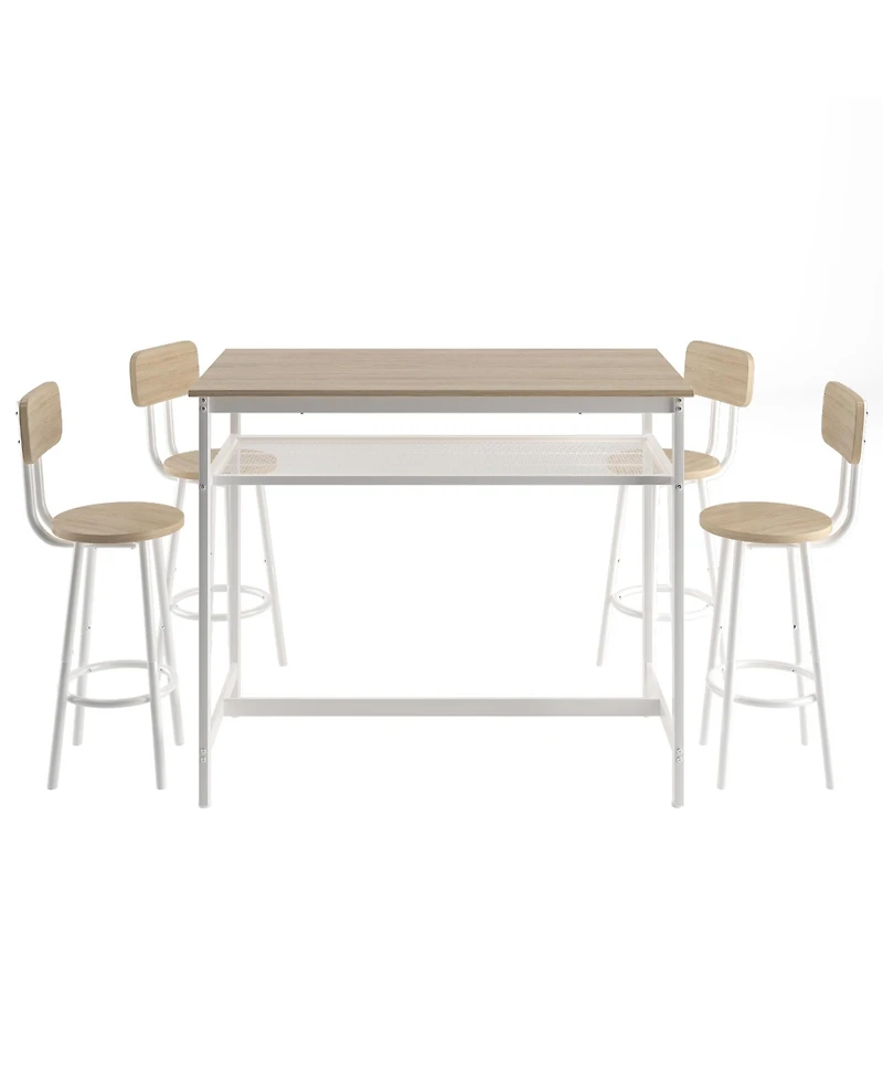 Casainc 5 Piece Counter Height Table Set with Bar Table and 4 Chairs