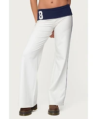 Edikted Women's 8 Contrast Fold Over Wide Leg Pants
