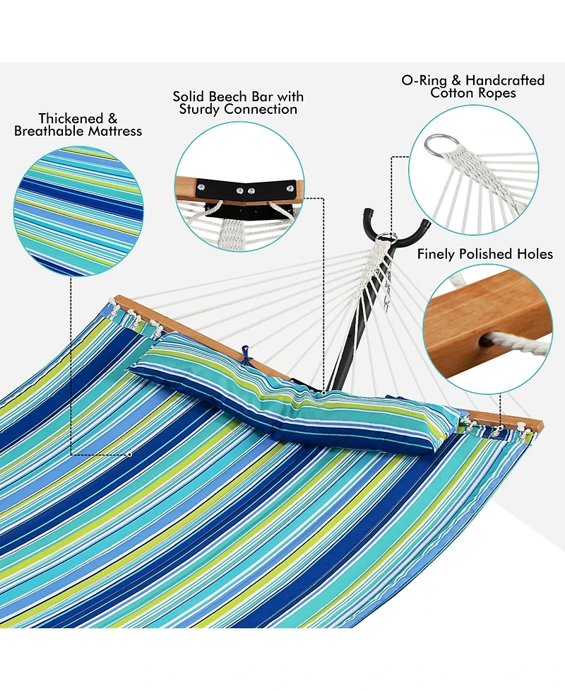 Gymax Patio Hammock Foldable Portable Swing Chair Bed Detachable Pillow