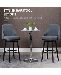 Homcom Modern Bar Stools, Set of 2 Swivel Kitchen Bar Chairs, Dark