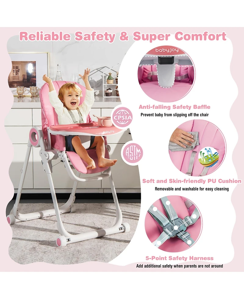 Costway Baby High Chair Foldable Feeding Chair