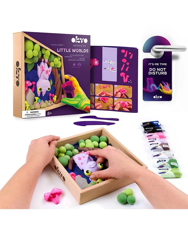 Okto Little Worlds - Bat - Foam Air-Dry Clay Wooden Art Kit (8.3 Square)