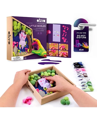 Okto Little Worlds - Bat - Foam Air-Dry Clay Wooden Art Kit (8.3 Square)