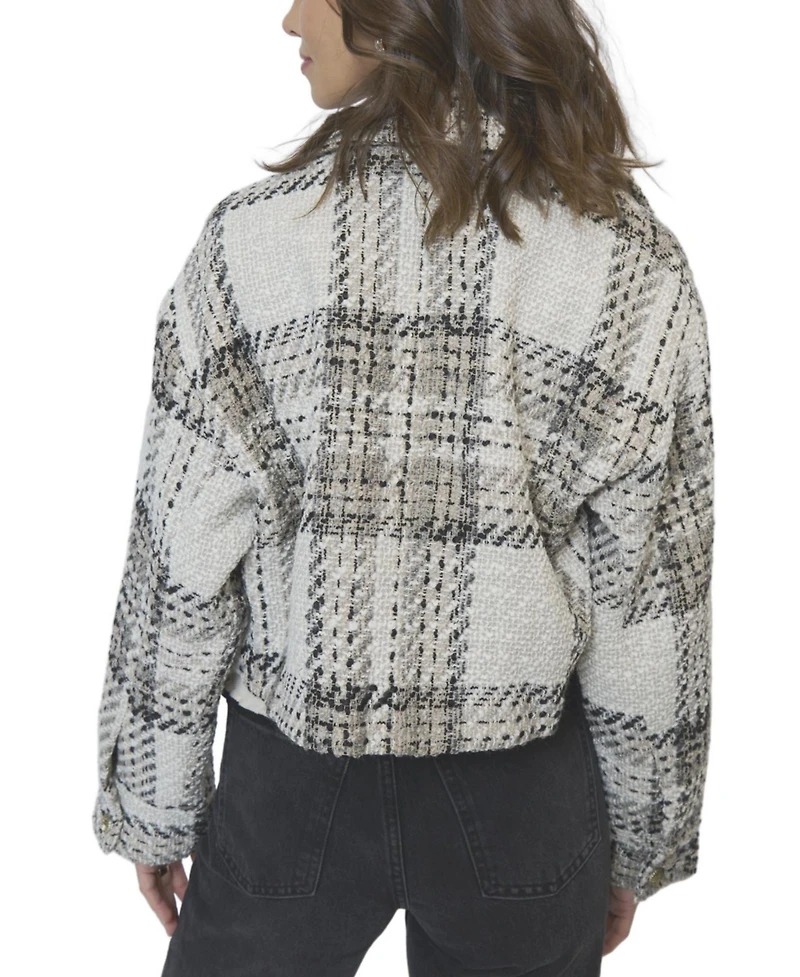 Central Park West Women's Billie Cropped Oversize Tweed Jacket
