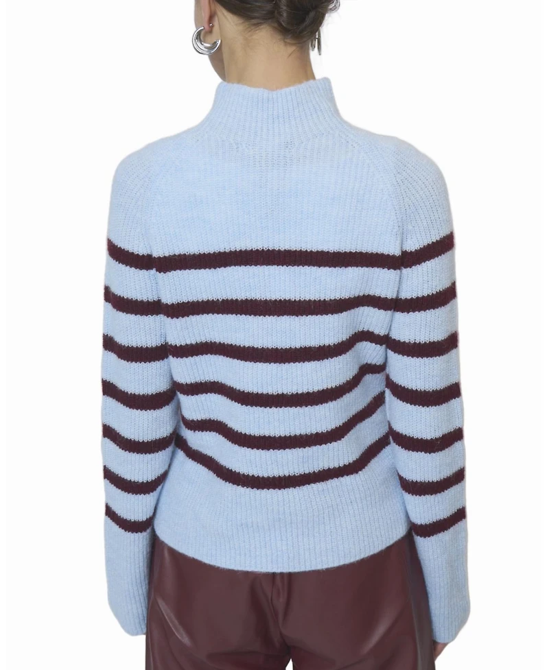 Central Park West Women's Marley Striped Funnel Neck