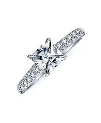 Bling Jewelry Classic Simple 1.5CT Square Cubic Zirconia Princess Cut Solitaire Promise Ring Sterling Silver Cz Side Stone Band