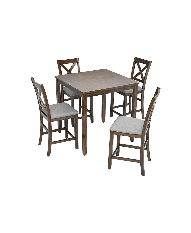 Casainc 5 Piece Square Counter Height Dining Table Set with Chairs for Small Space