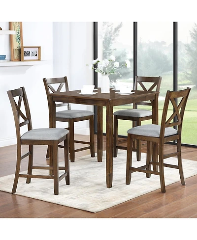 Casainc 5 Piece Square Counter Height Dining Table Set with Chairs for Small Space