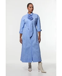 Karen Millen Women's Rosette Woven Shirt Maxi Dress