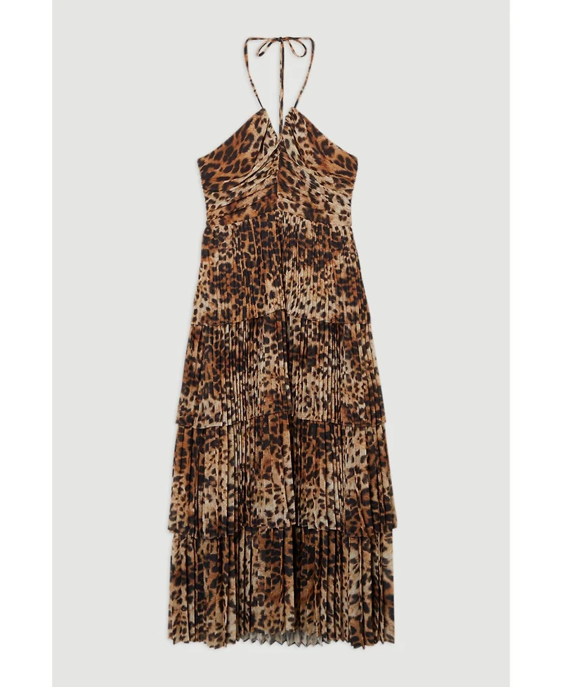 Karen Millen Women's Tiered Halterneck Midi Dress