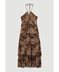 Karen Millen Women's Tiered Halterneck Midi Dress