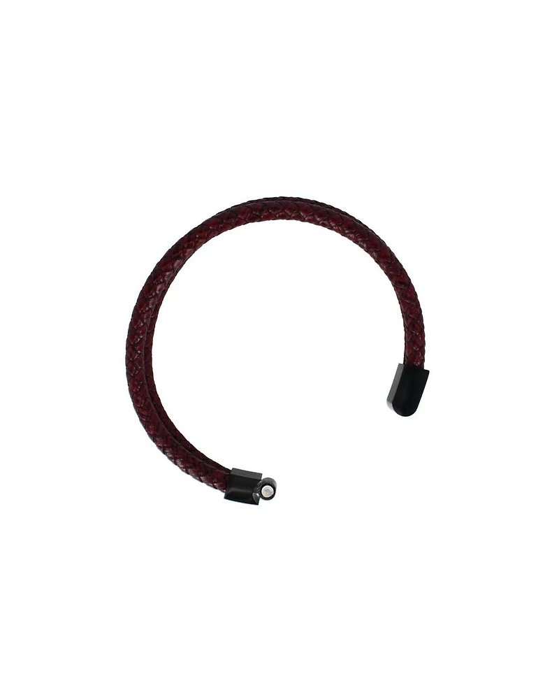 Trafalgar Caleb's Crimson Braided Leather Secure Clasp Bracelet