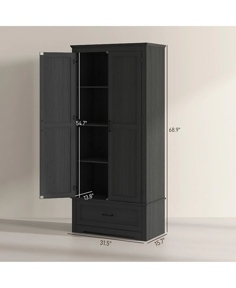 Slickblue Spacious Kitchen Storage Cabinet with Shelves for Pantry and Kitchen Organization